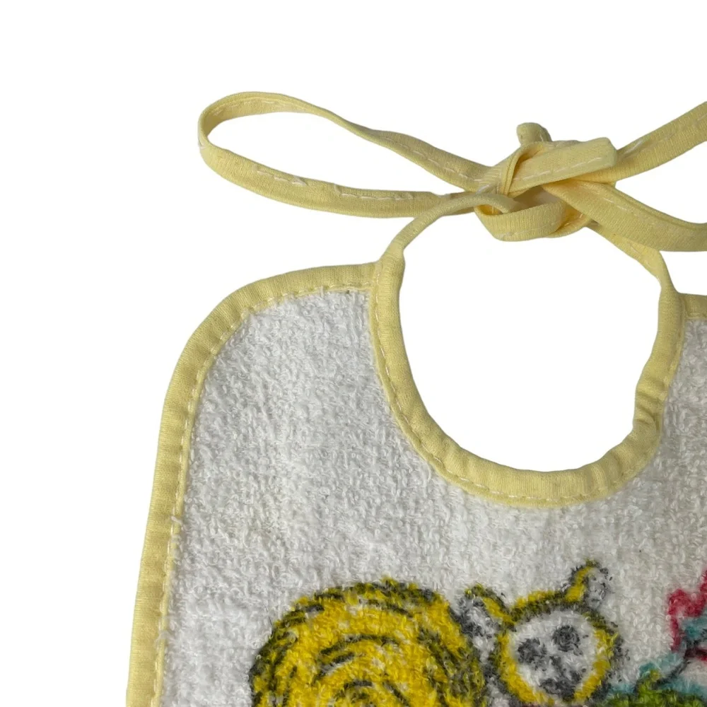 Vintage Squirrel Acorn Oak Leaf Tie-up Baby Bib Infant Nature Red Yellow Photos